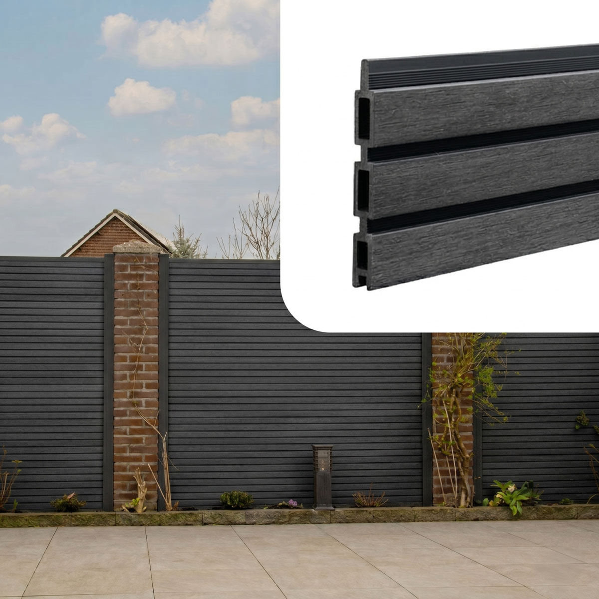 Losse Schutting Plank - Natural Notch – Eco Shield – Antraciet Grey